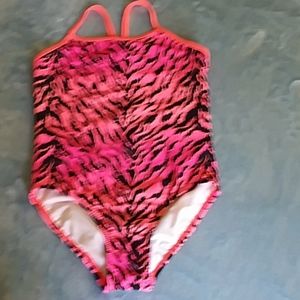 Girls 1pc Swimsuit orange and black
